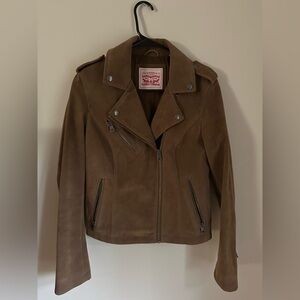 Levi Strauss Faux Suede Tan Leather Jacket Womens Size Small